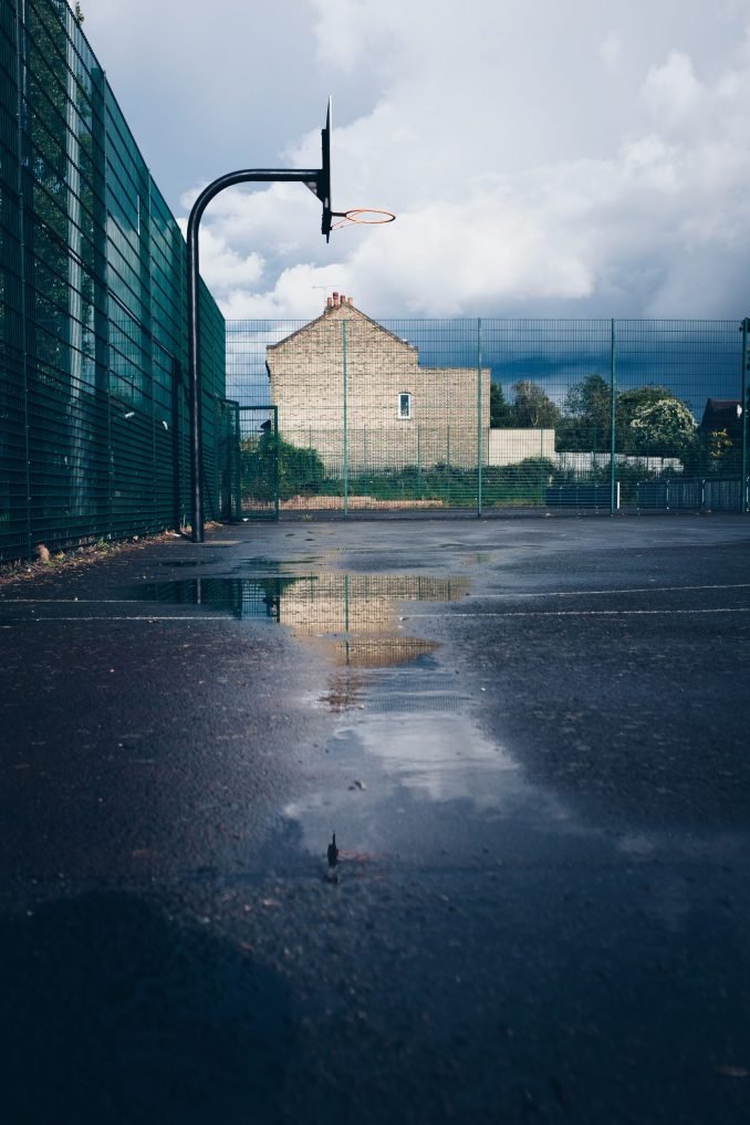 Empty basketball court