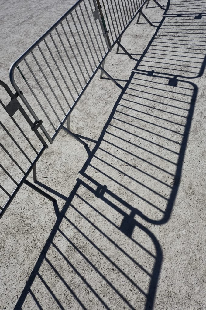 Steel fence and its silhouette