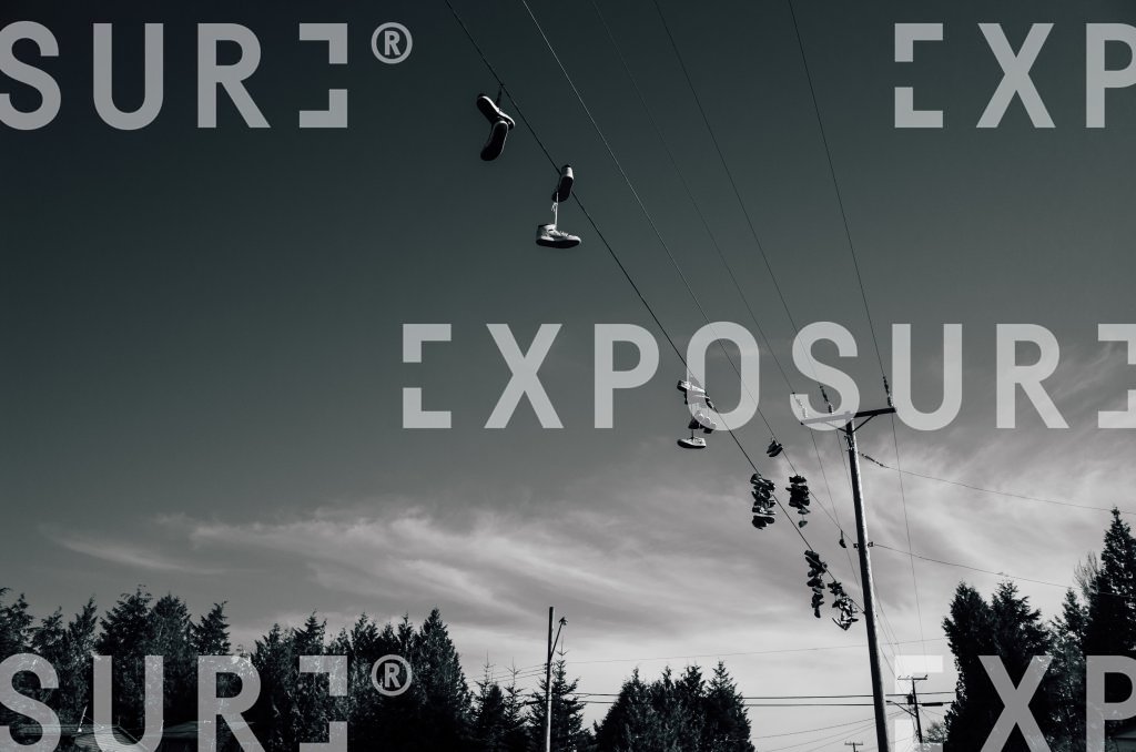 Shoes hanging from telephone line