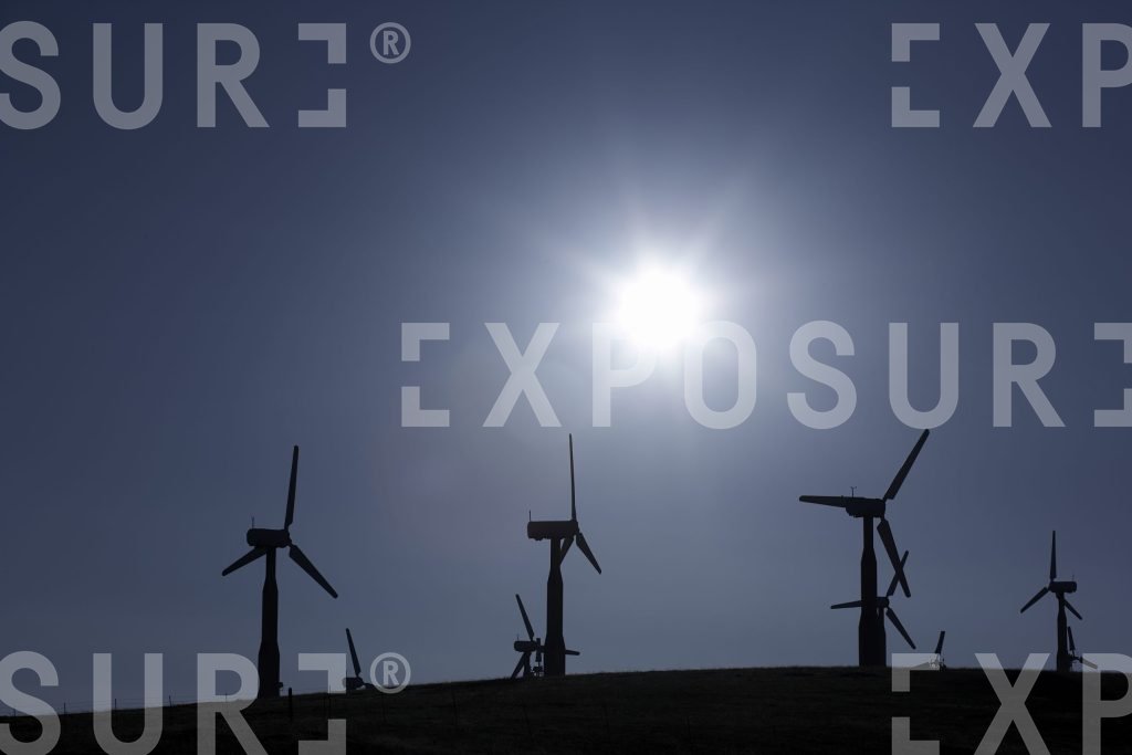 California wind turbines silhouette