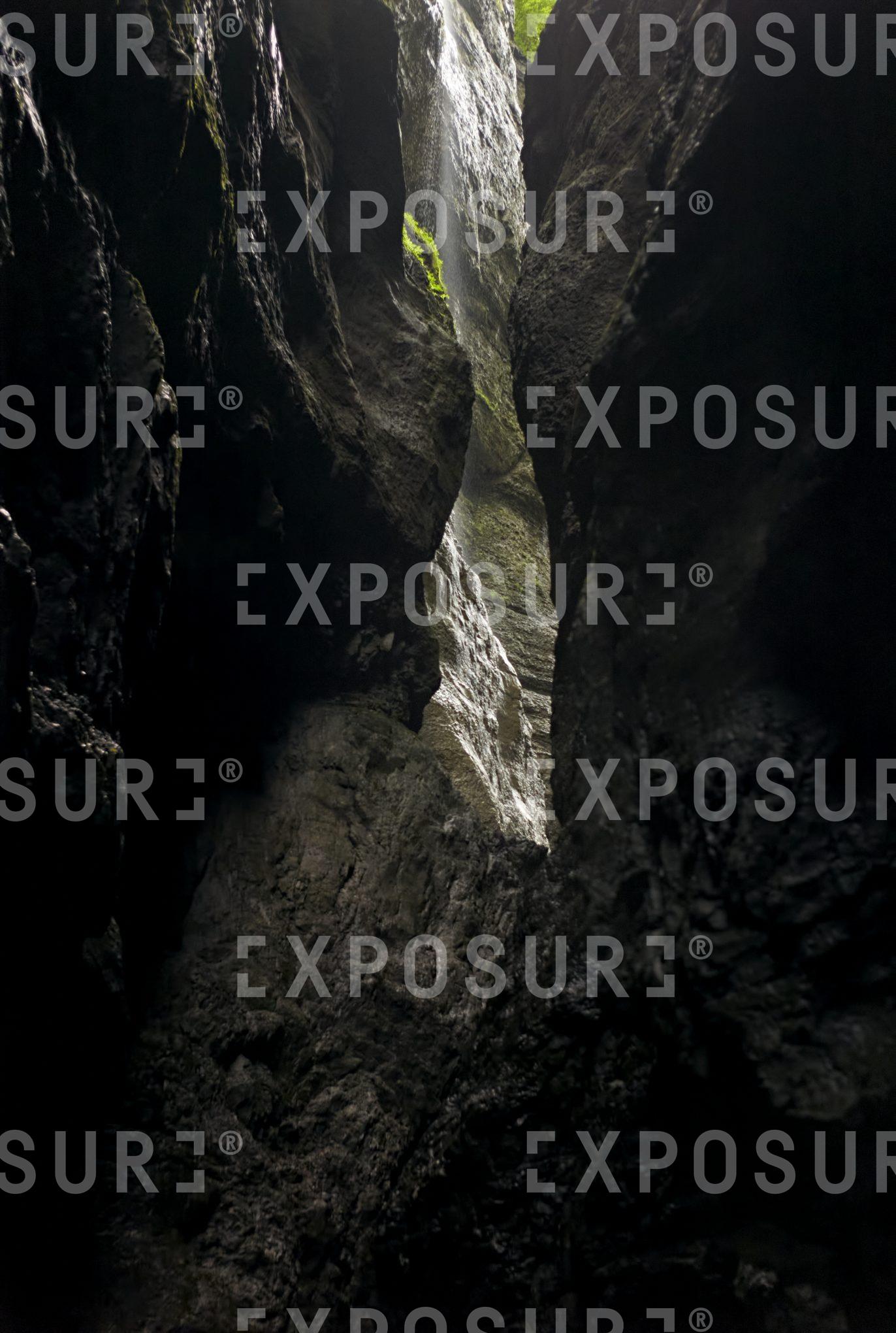 Water tumbling into canyon