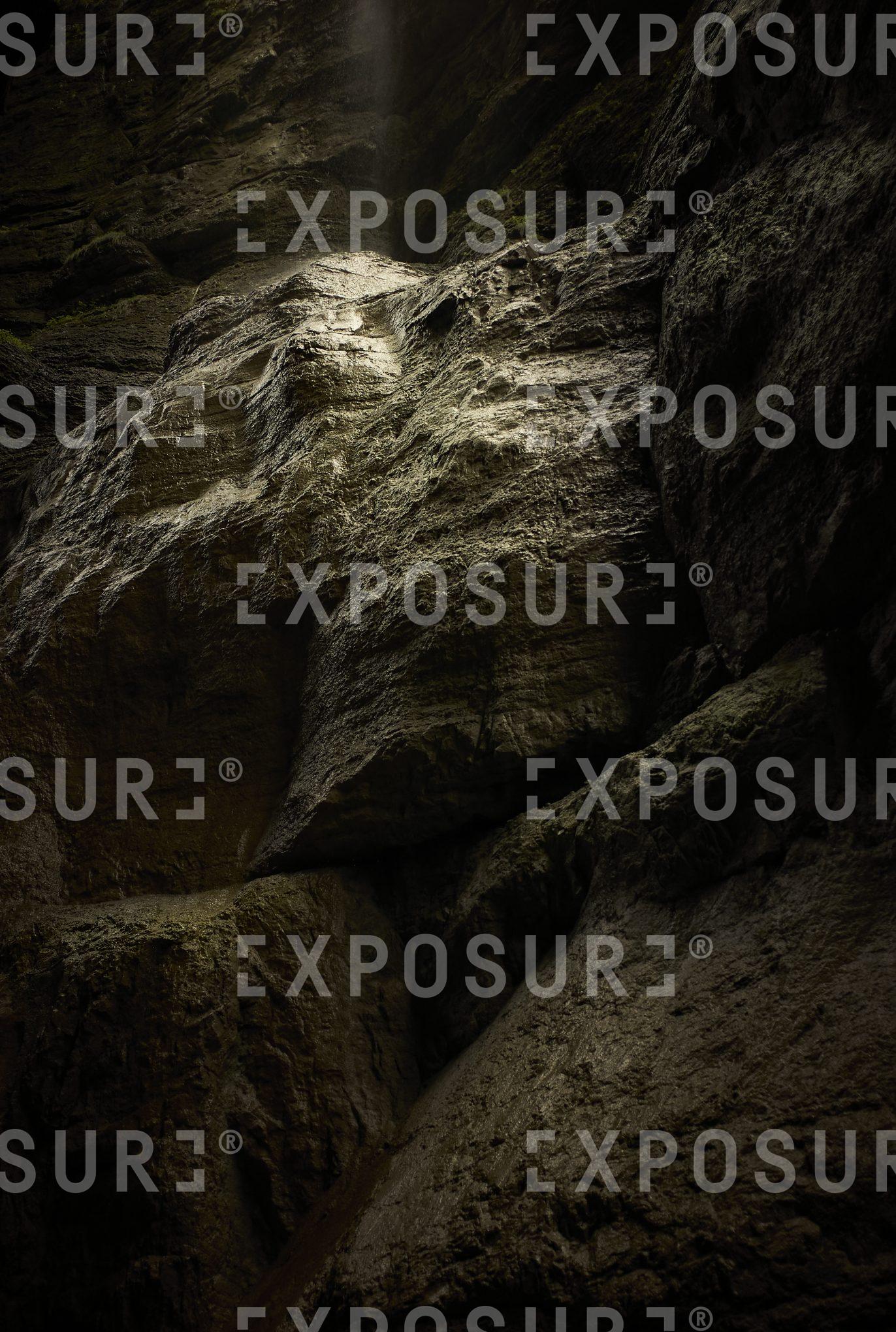 Golden light on canyon wall