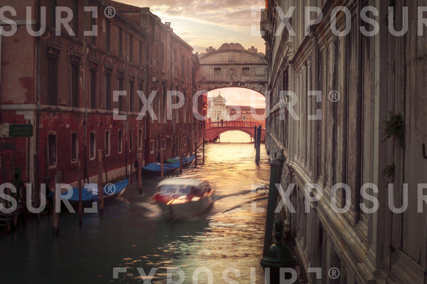 Motoscafi Taxi At Dawn Under The Bridge Of Sighs