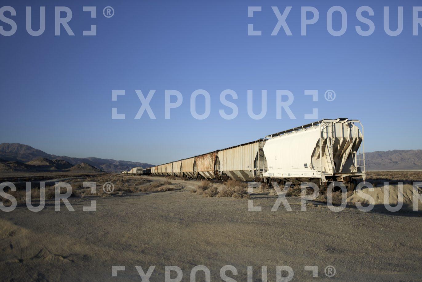 Railroad wagons, California desert