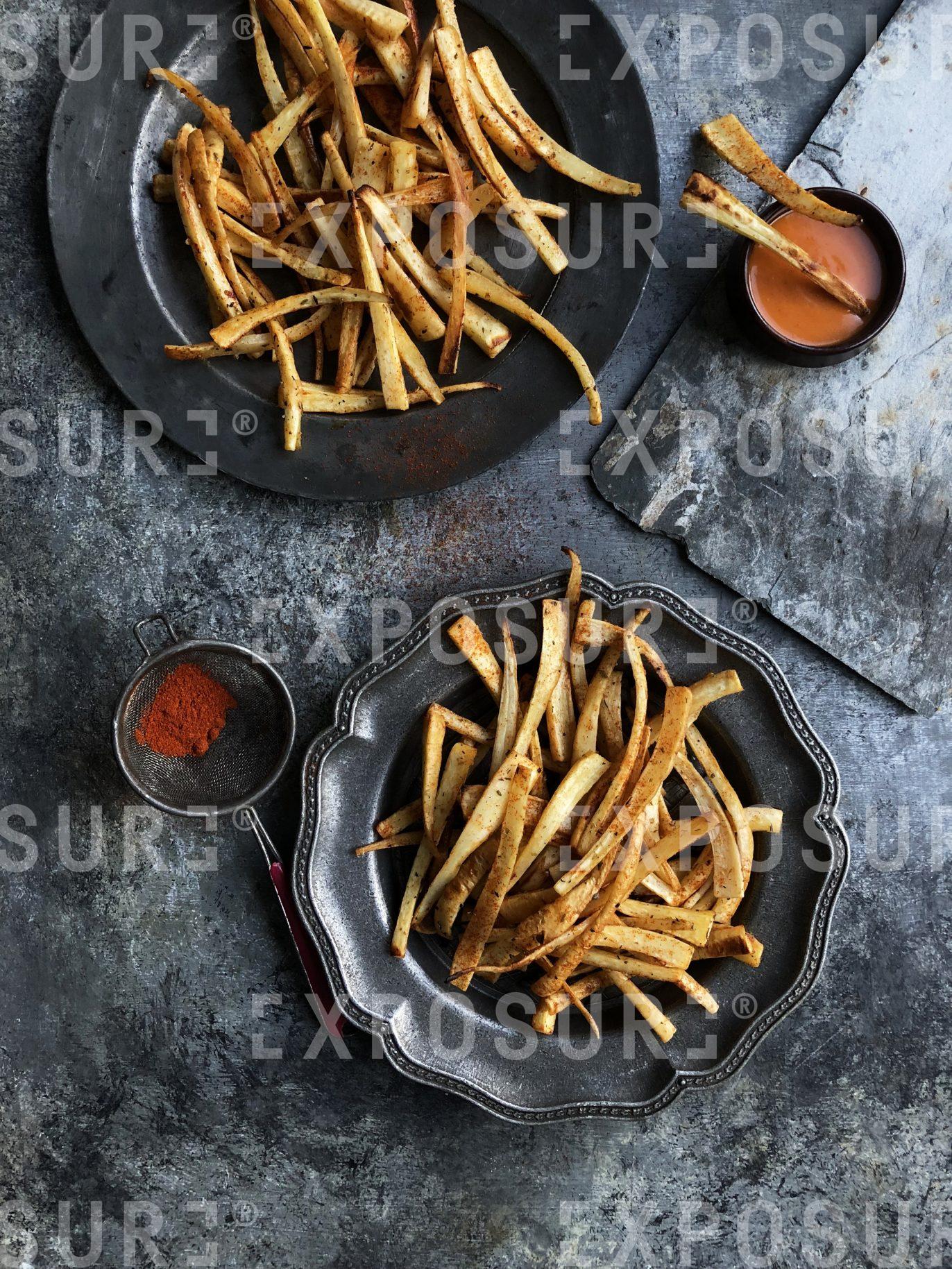 Parsnip fries with sriracha mayo