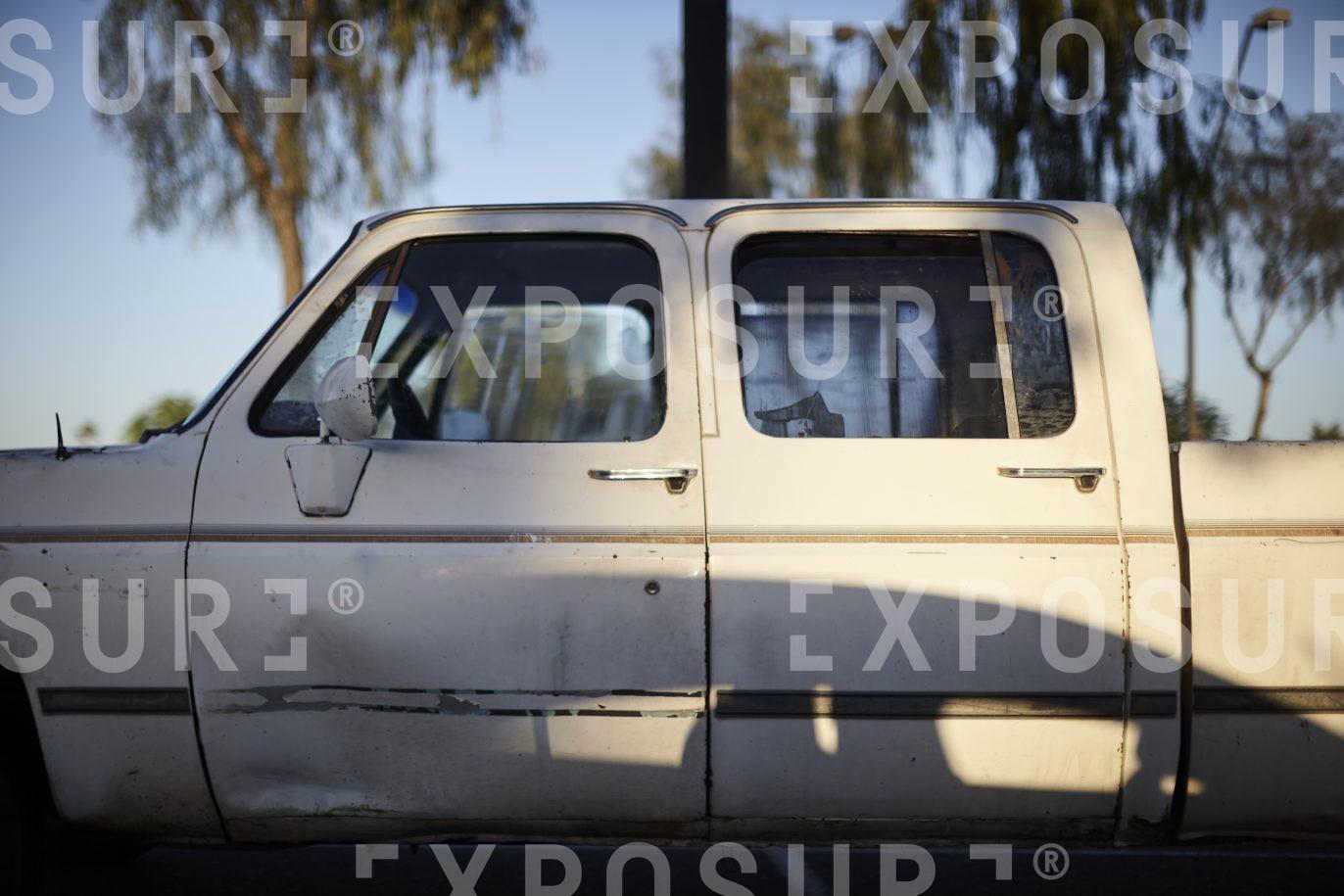Arizona, a beaten up pickup truck
