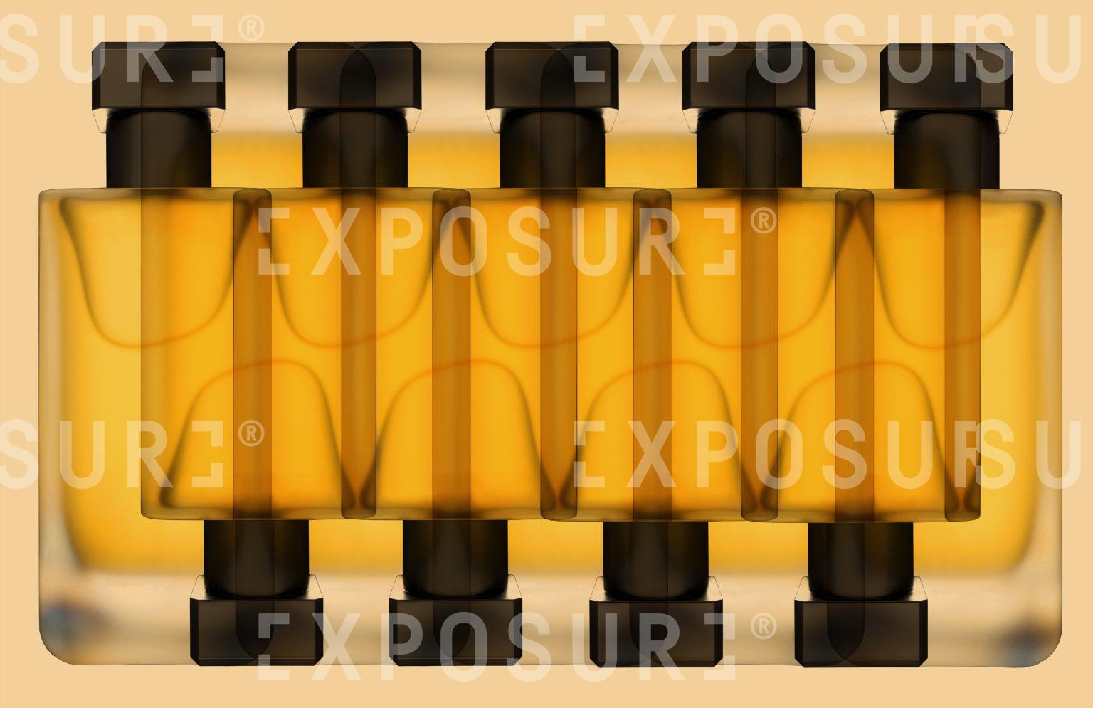 Abstract line of perfume bottles