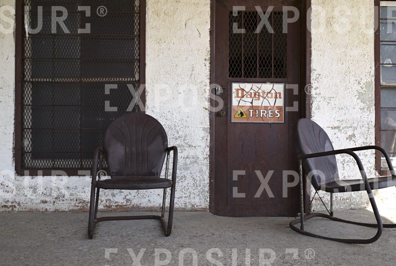 Old gas station forecourt, Oklahoma