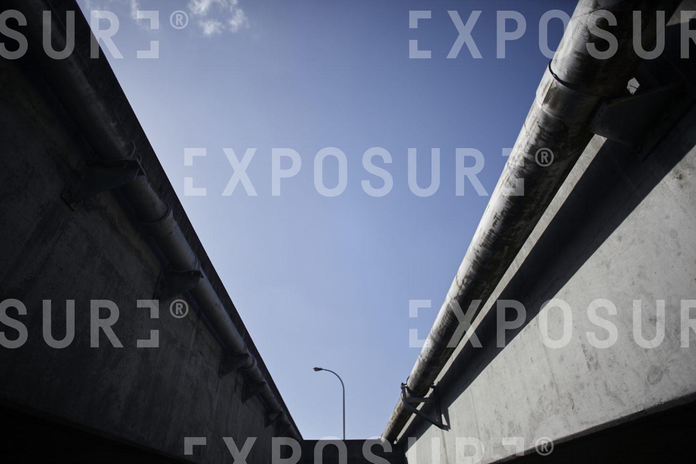 California, between bridge spans