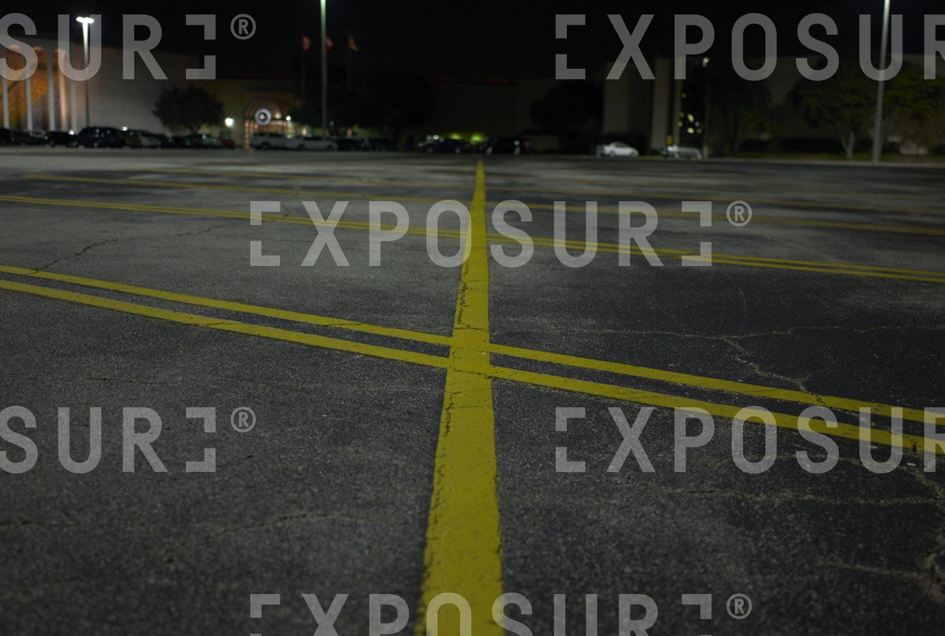 Parking lot yellow lines, Texas