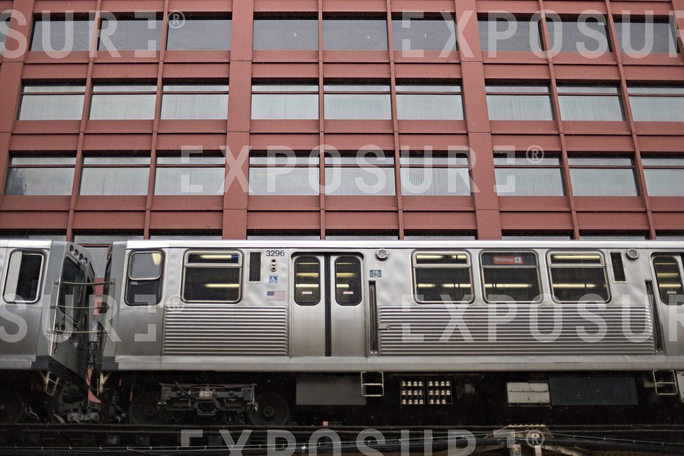Train in downtown Chicago, USA
