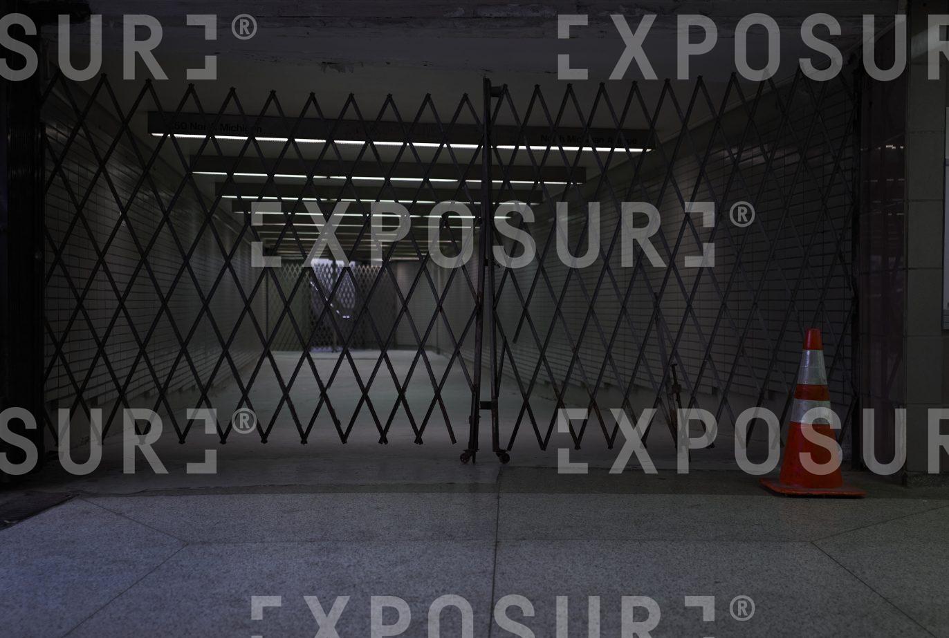 Locked subway entrance, Chicago