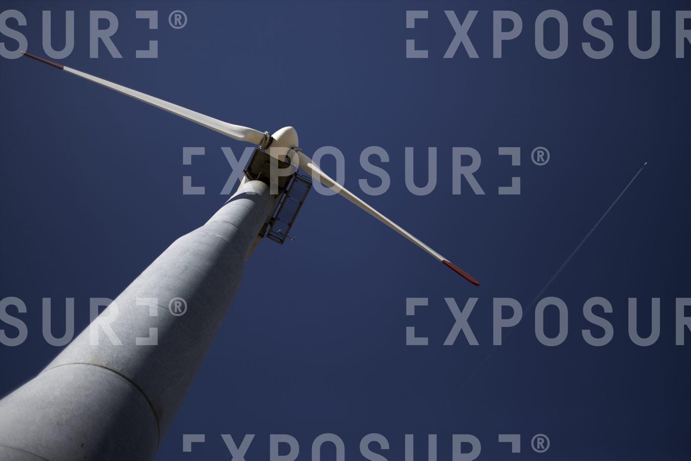 Wind turbine with aircraft, California