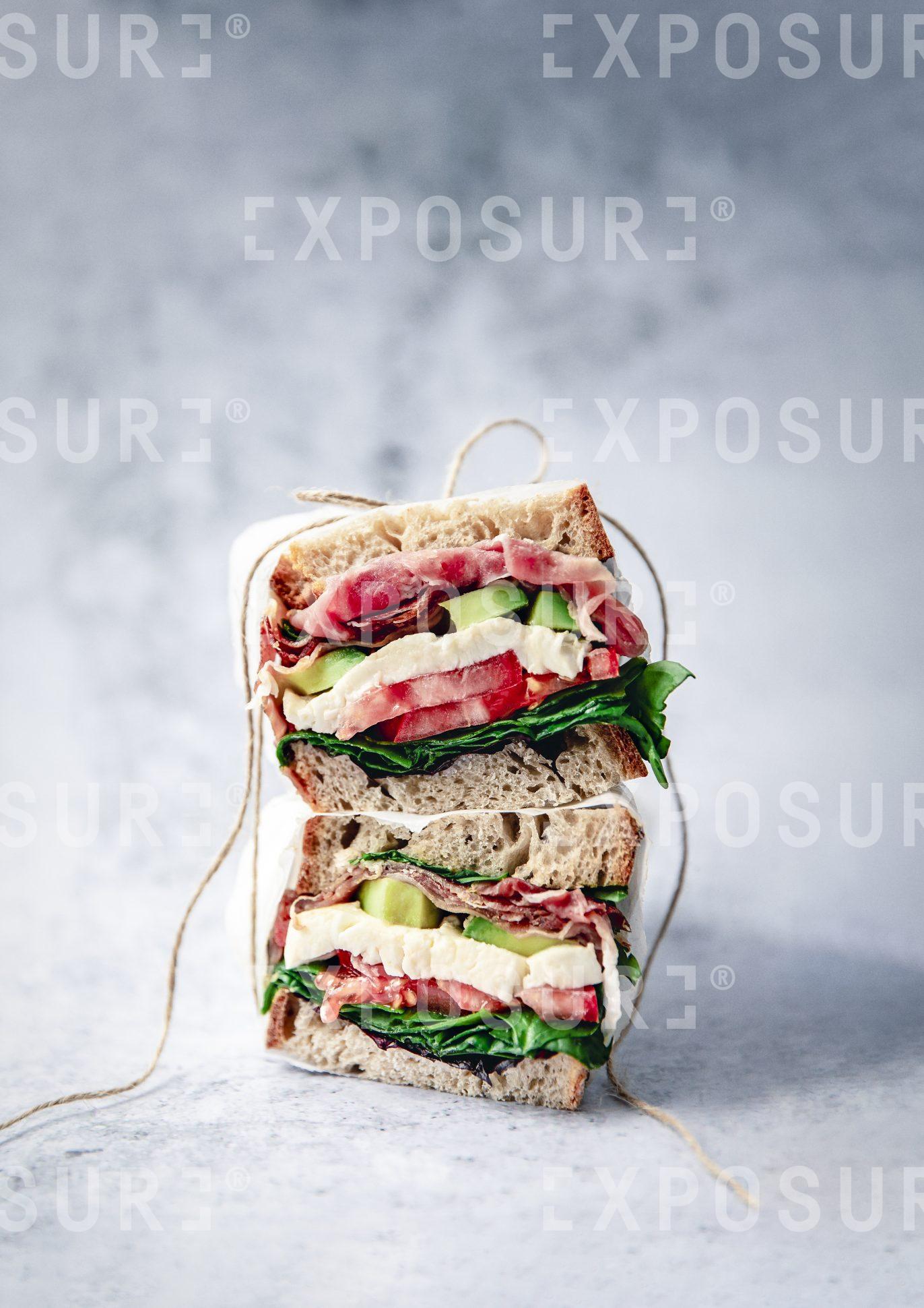 Mozzarella, Parma Ham & Avocado Sandwich