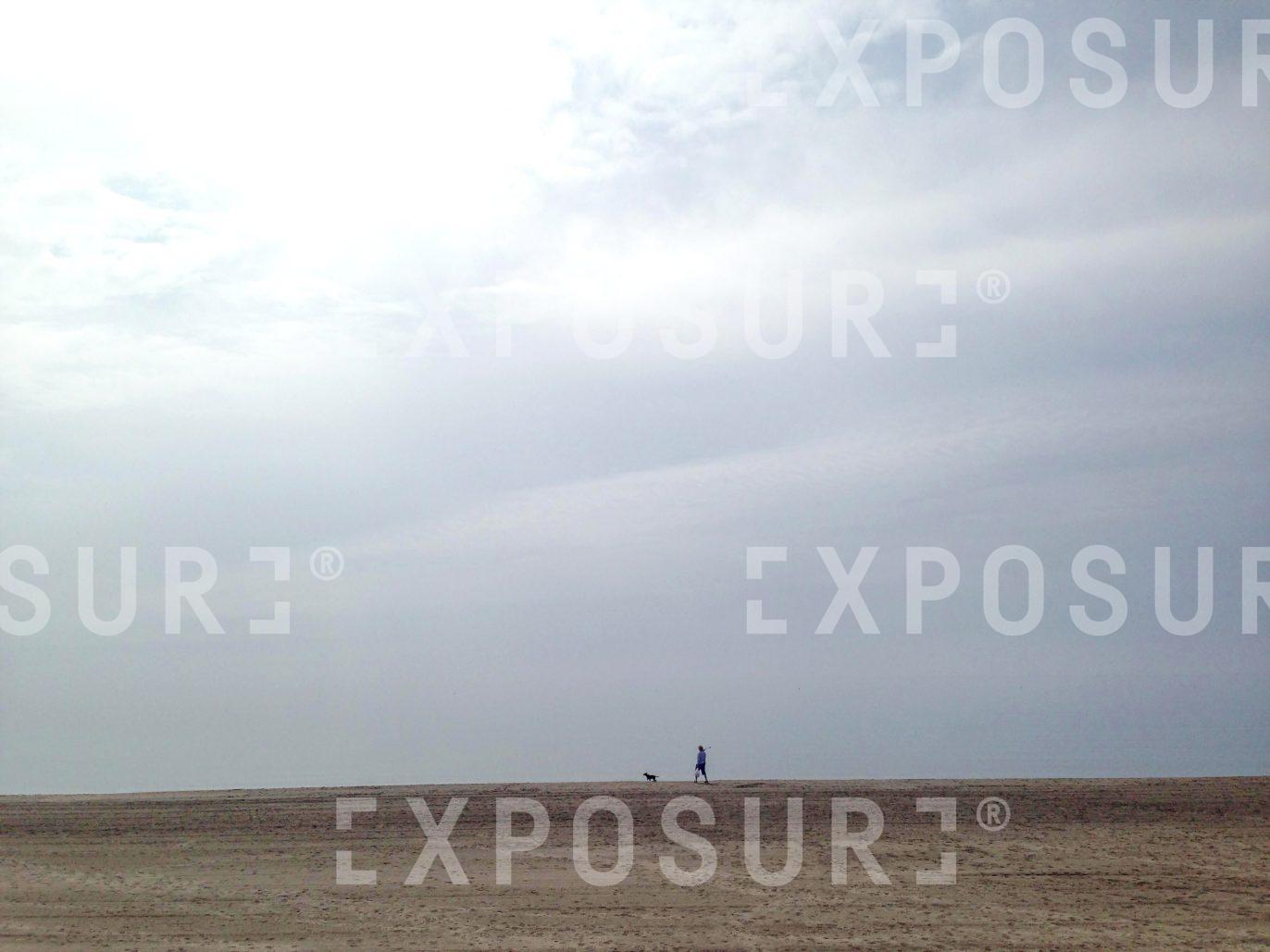 Lady and dog on the beach