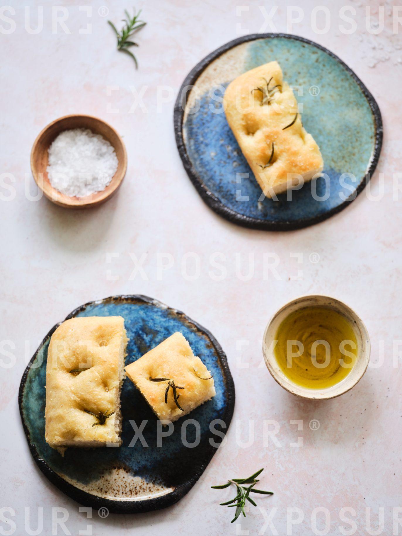 Focaccia with oil and salt