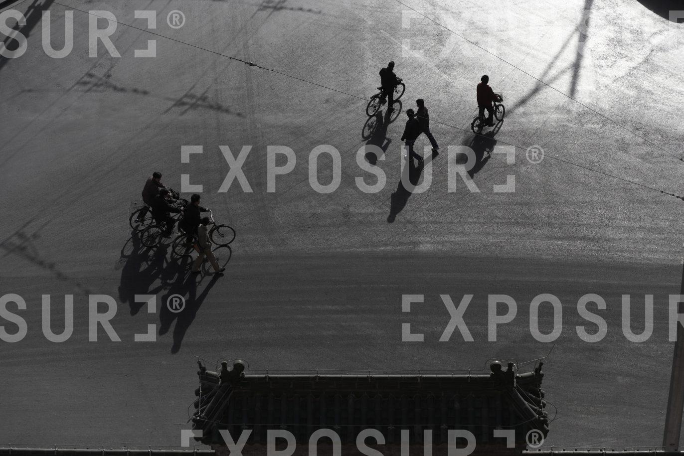 Morning commuters in Beijing, China.