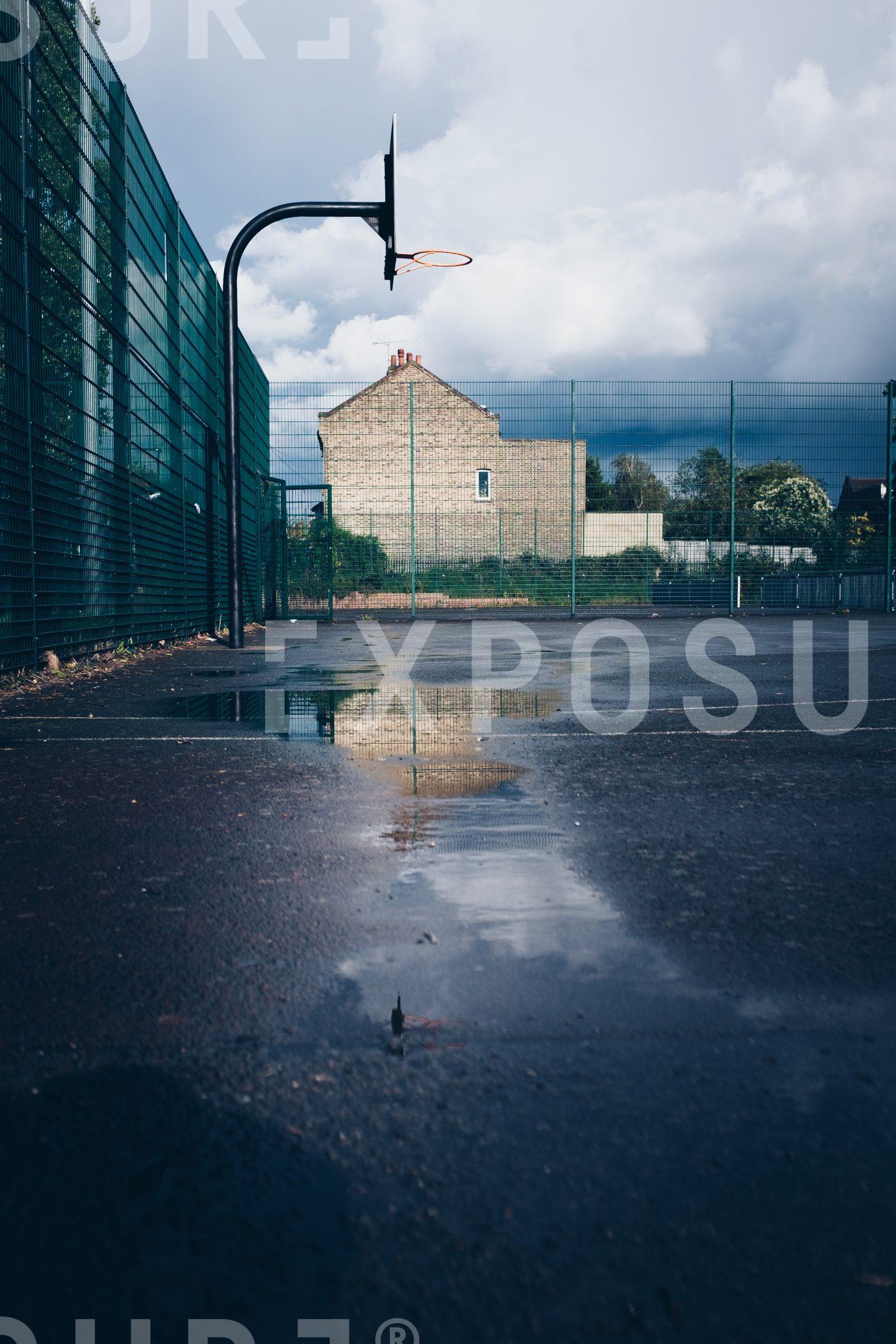 Empty basketball court