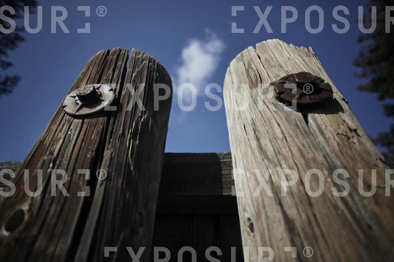 California, two old wooden pilings