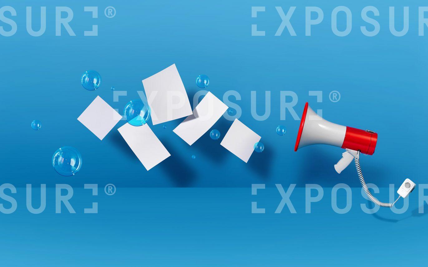 Megaphone and bubbles