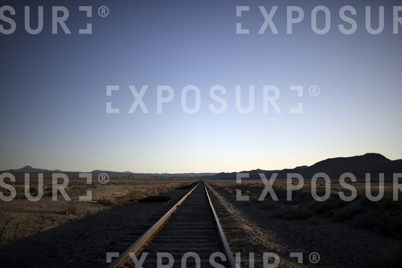 Desert railroad track, California