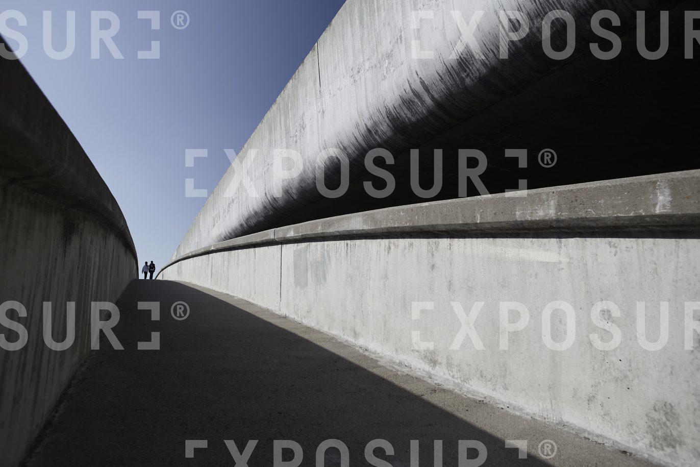 California, two friends on bridge