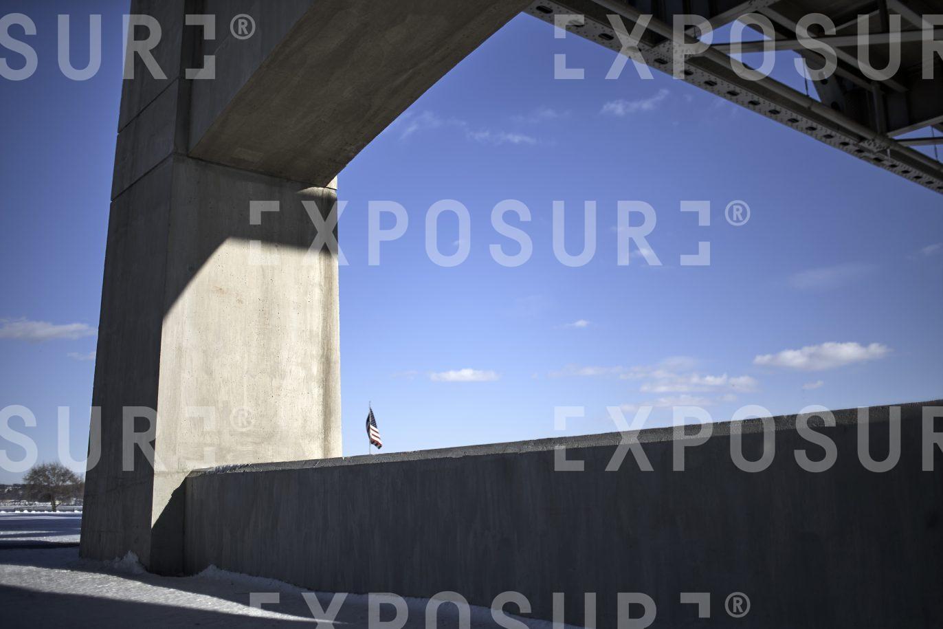 Midwest bridge and flag