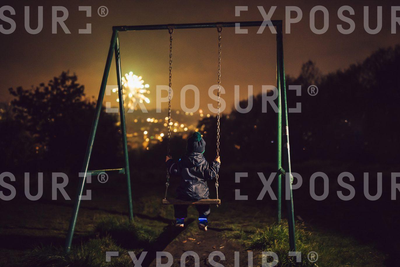 Child Watching Fireworks