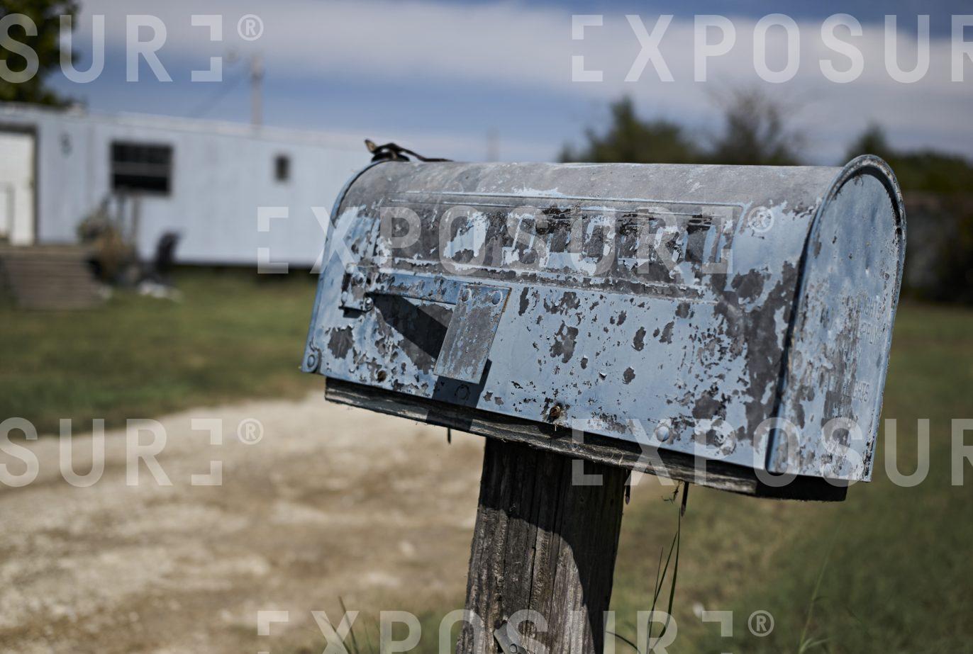 Tattered mail box, rural Oklahoma