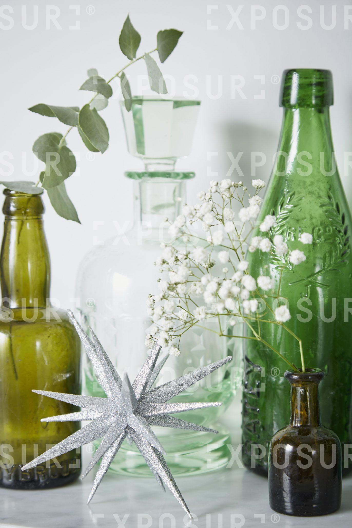 Green bottles and a star